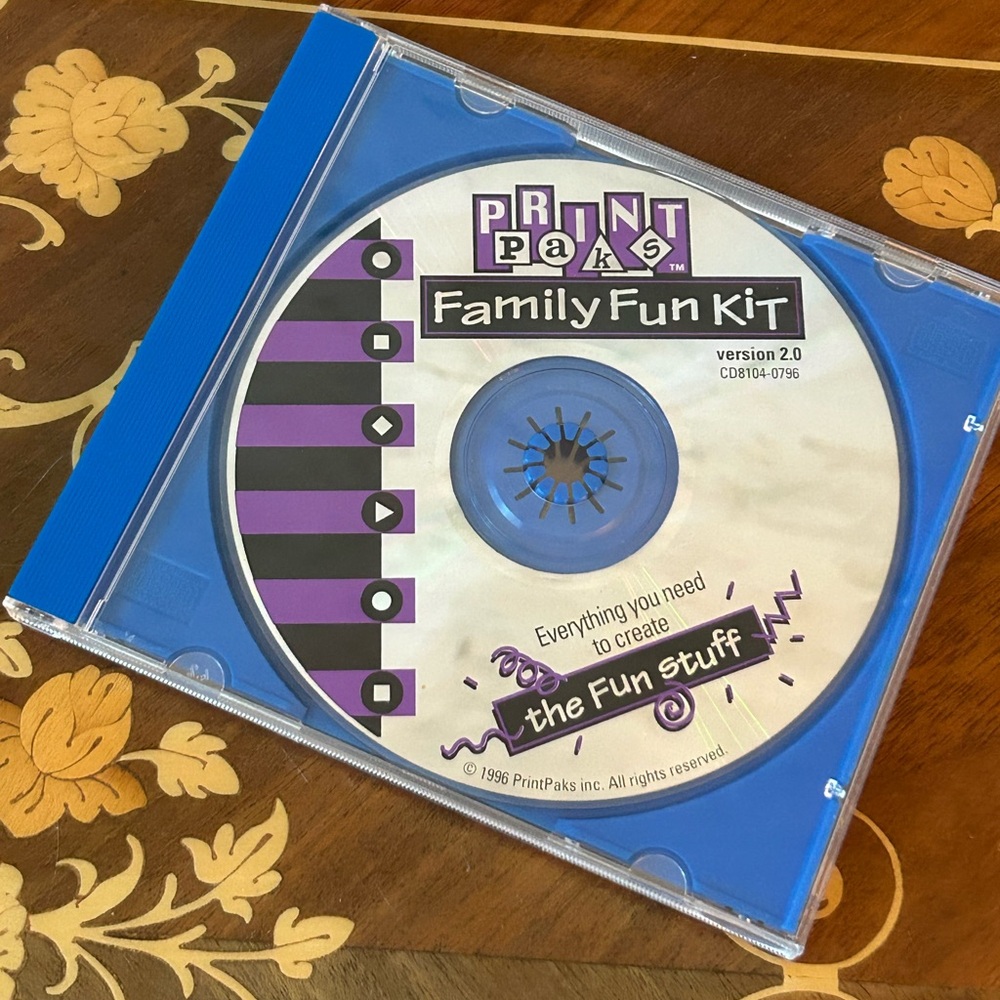 1996 Print Paks Family Fun Kit PC Software Vintage Computer Game